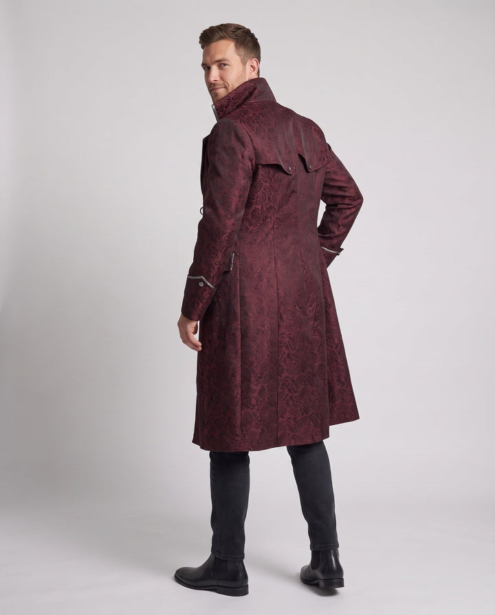 Nathan | Men's Gothic Coat High Collar Embellished Button Placket