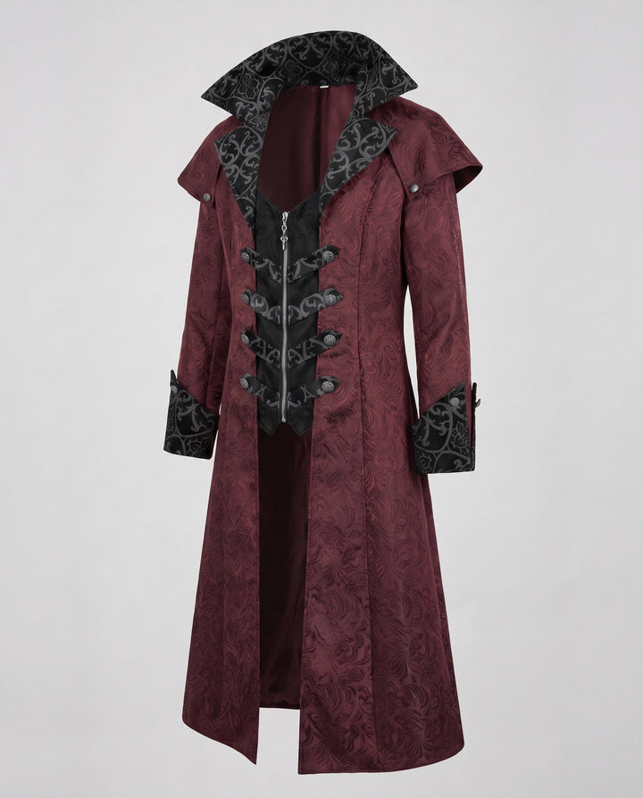 Nathan | Men's Gothic Coat High Collar Embellished Button Placket