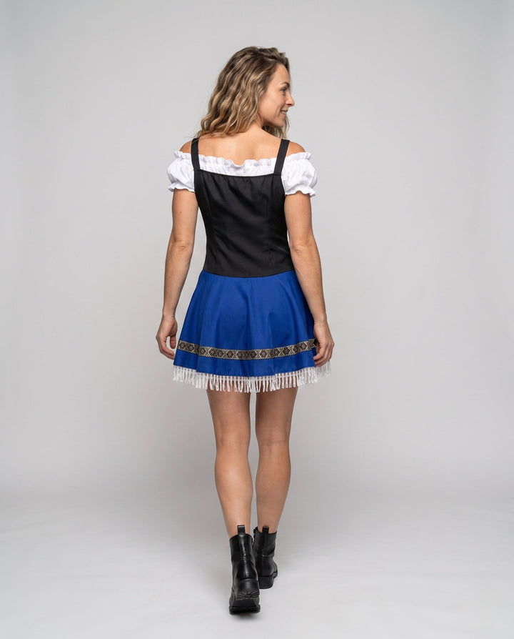 Fiona | Women's Traditional Trachten Dress Gathered Skirt Lace Hem