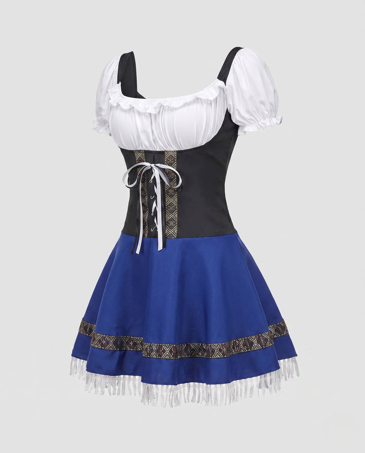 Fiona | Women's Traditional Trachten Dress Gathered Skirt Lace Hem