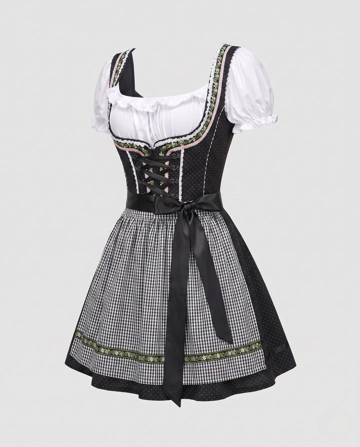 Fiona | Women's Traditional Trachten Dress Gathered Skirt Lace Hem