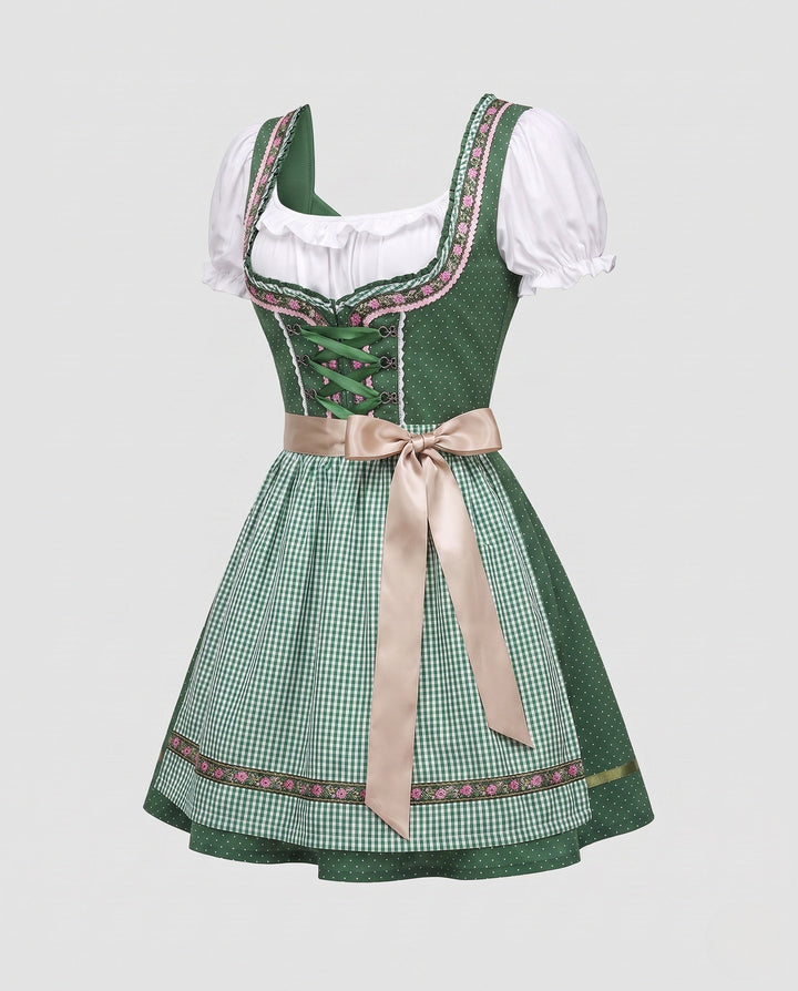 Fiona | Women's Traditional Trachten Dress Gathered Skirt Lace Hem