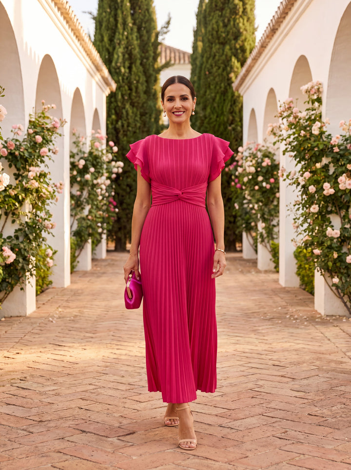 Lara | Women's Pleated Evening Dress Flowing Wedding Guest Dress