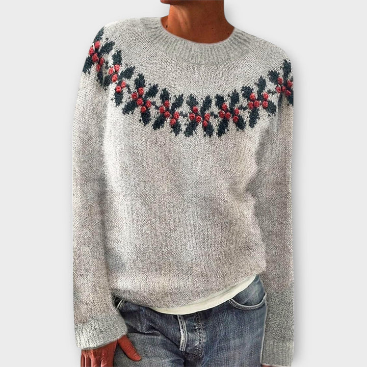 Juliet | Women's Christmas Jumper Reindeer Print Crew Neck Knitted