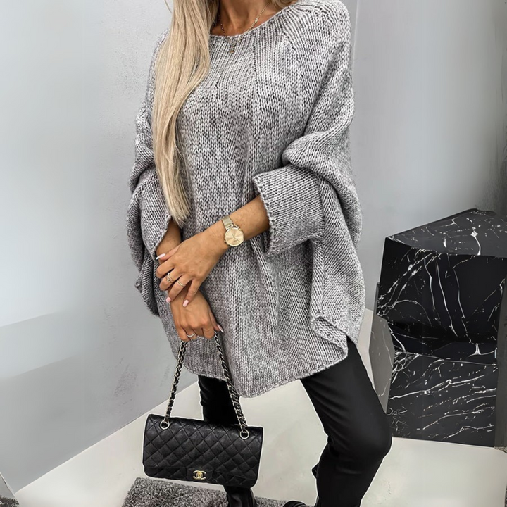 Leonora | Women's Oversized Jumper Batwing Sleeve Crew Neck Knitted