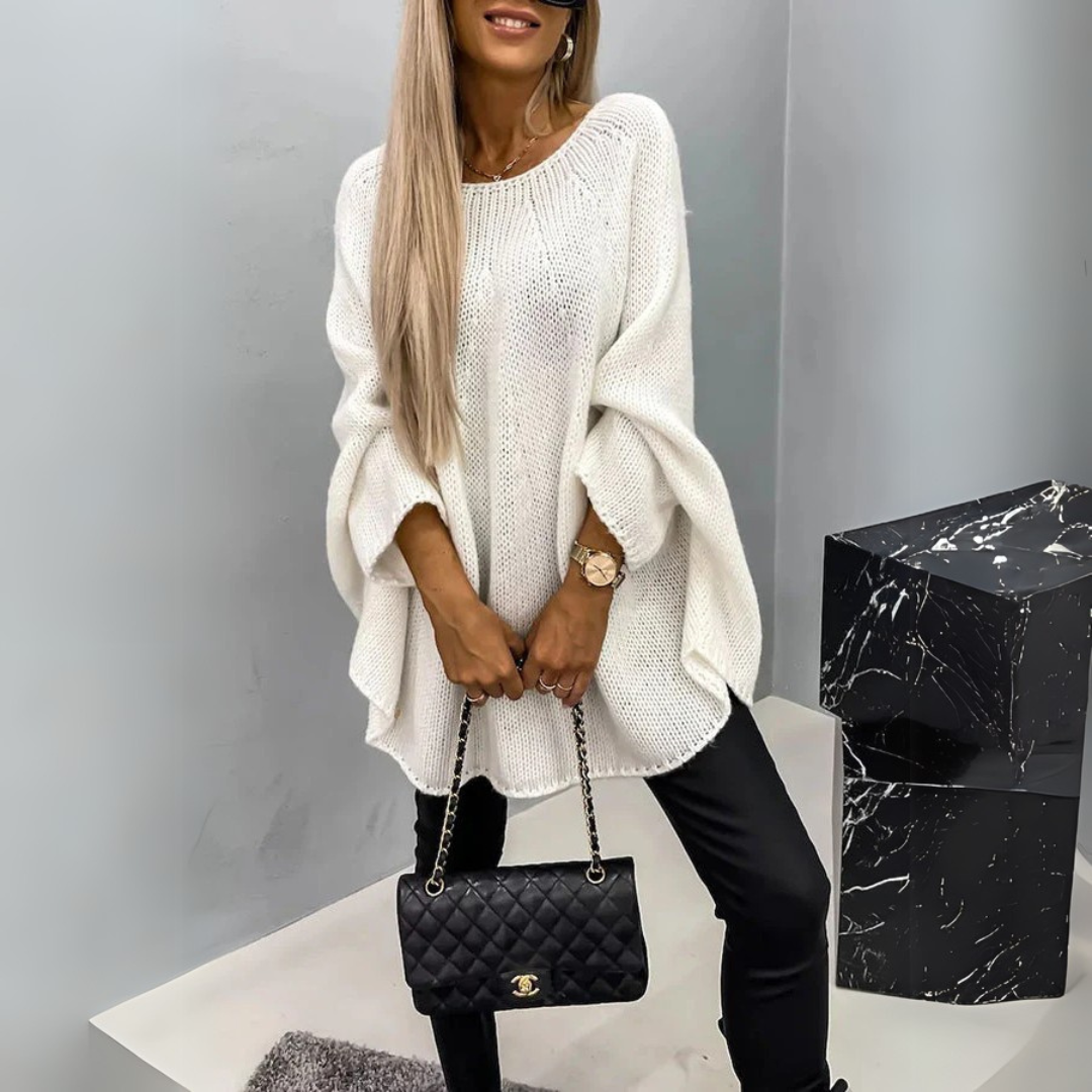 Leonora | Women's Oversized Jumper Batwing Sleeve Crew Neck Knitted
