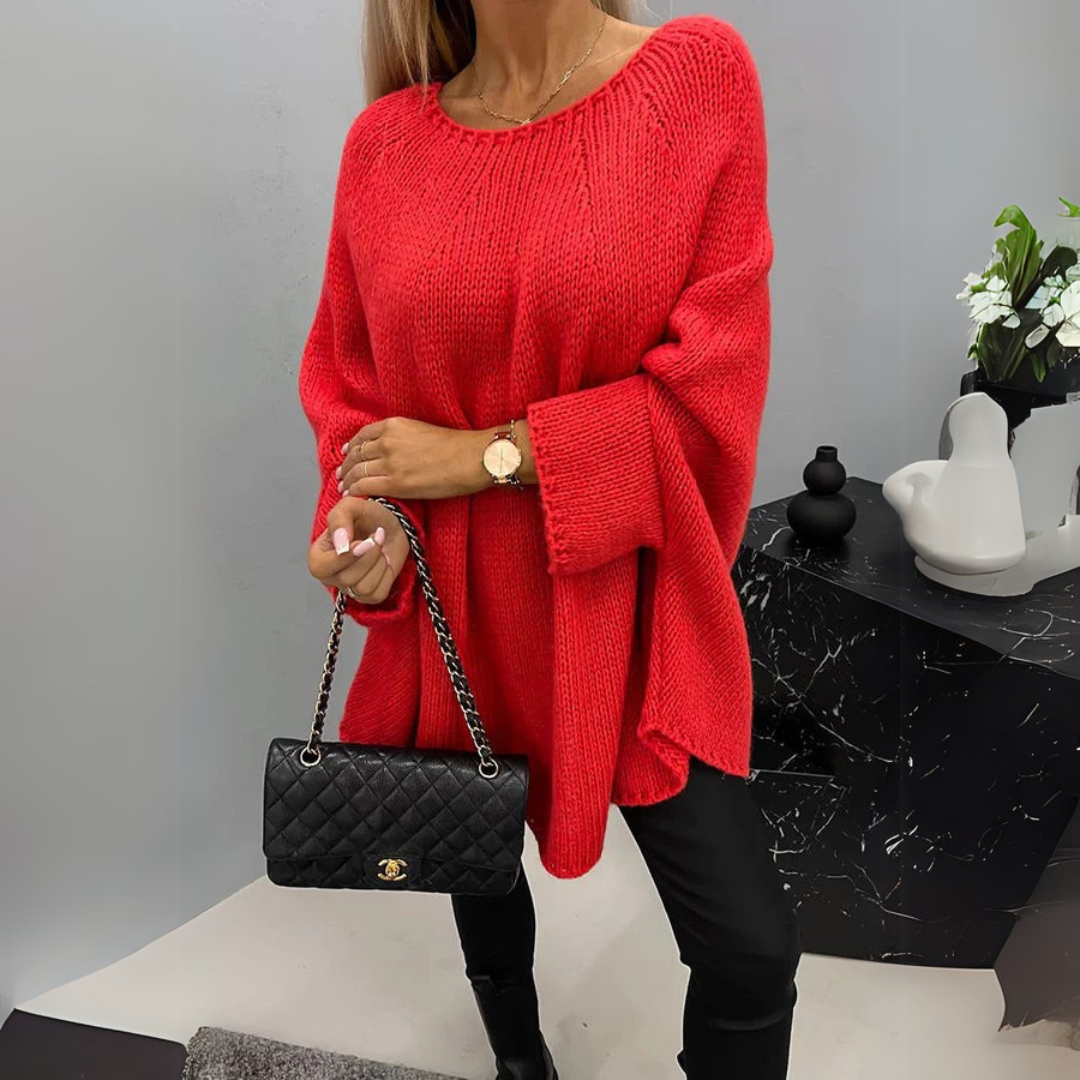 Leonora | Women's Oversized Jumper Batwing Sleeve Crew Neck Knitted