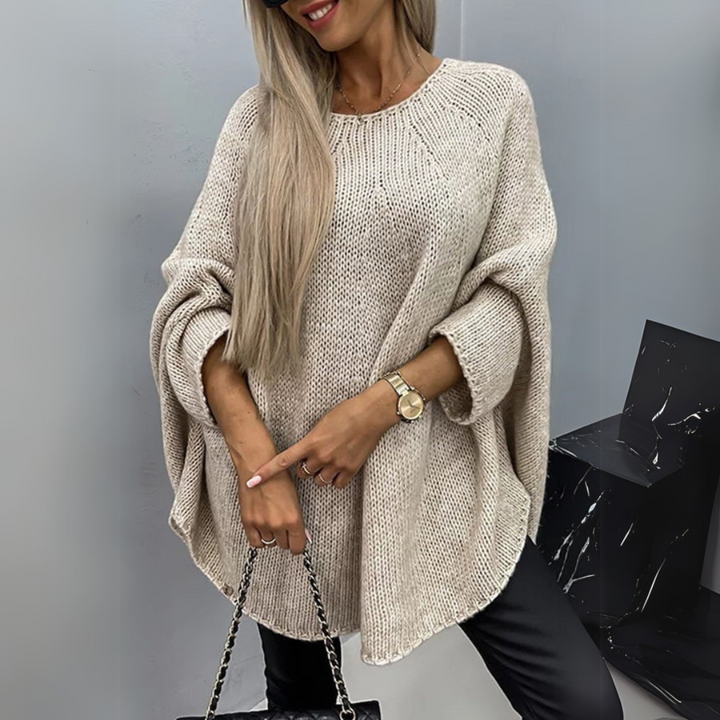 Leonora | Women's Oversized Jumper Batwing Sleeve Crew Neck Knitted