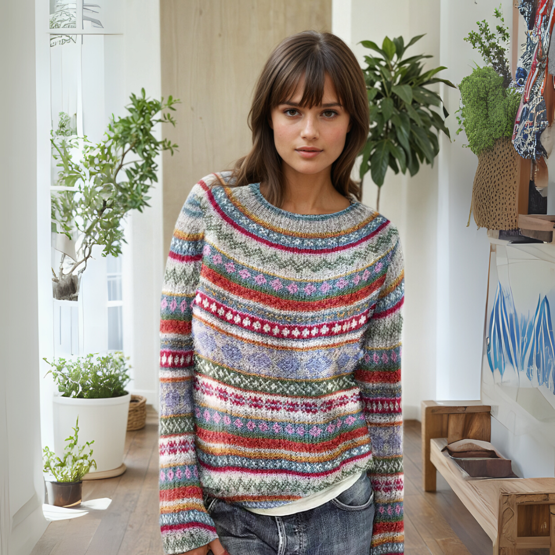 Isolde | Women's Striped Jumper Boat Neck Knitted Long Sleeve