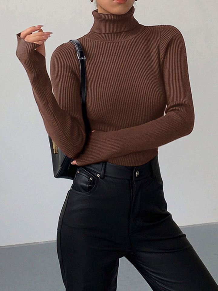 Hannah | Women's Ribbed Roll Neck Jumper Fitted Lightweight Knit