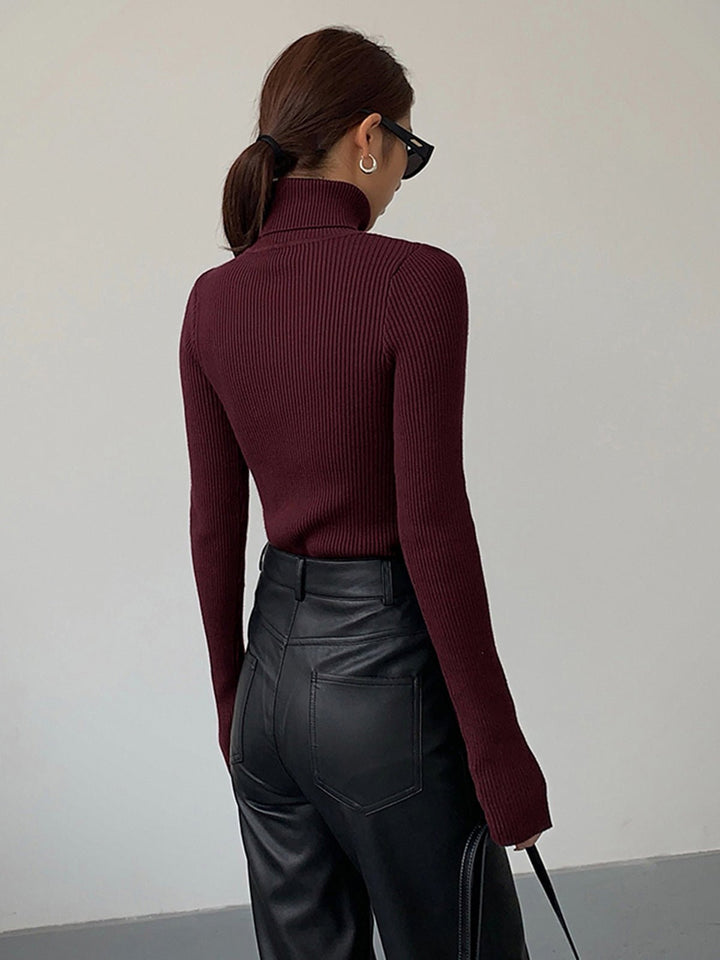 Hannah | Women's Ribbed Roll Neck Jumper Fitted Lightweight Knit