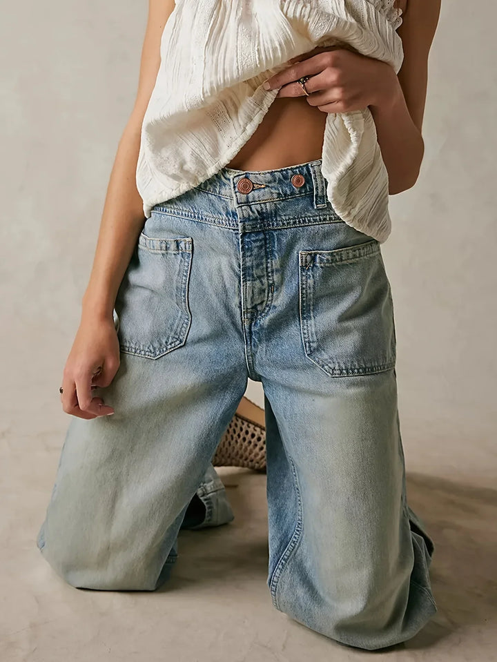 Candace High-Waist Wide-Leg Denim Jeans