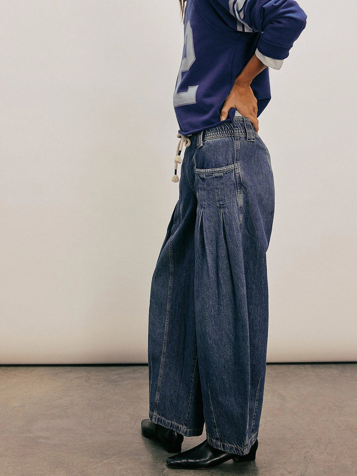 Lucienne Drawstring Wide Leg Denim Pants