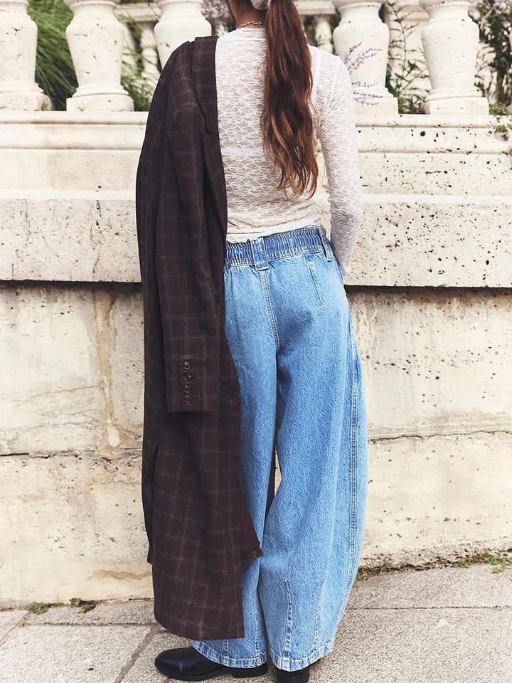 Lucienne Drawstring Wide Leg Denim Pants