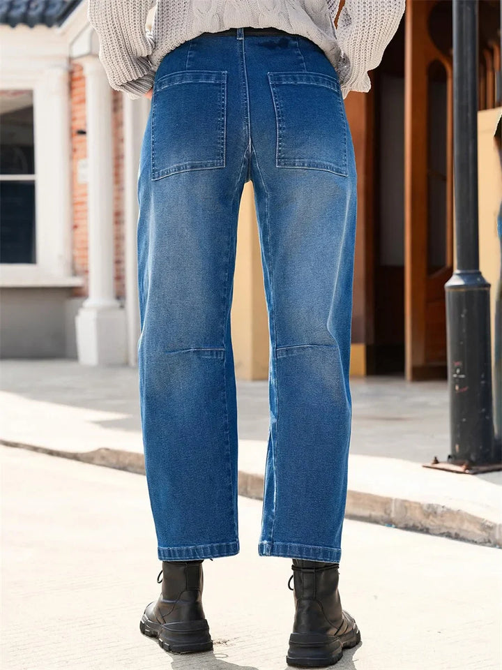 Vionne Structured Barrel Leg Jeans