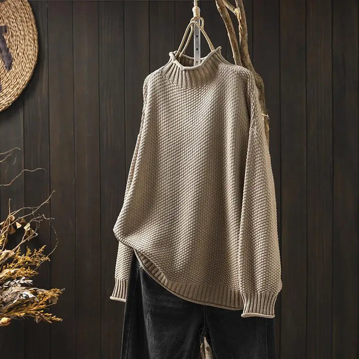 Maisie | Women's Knitted Jumper Ribbed Stand Collar Drop Shoulder