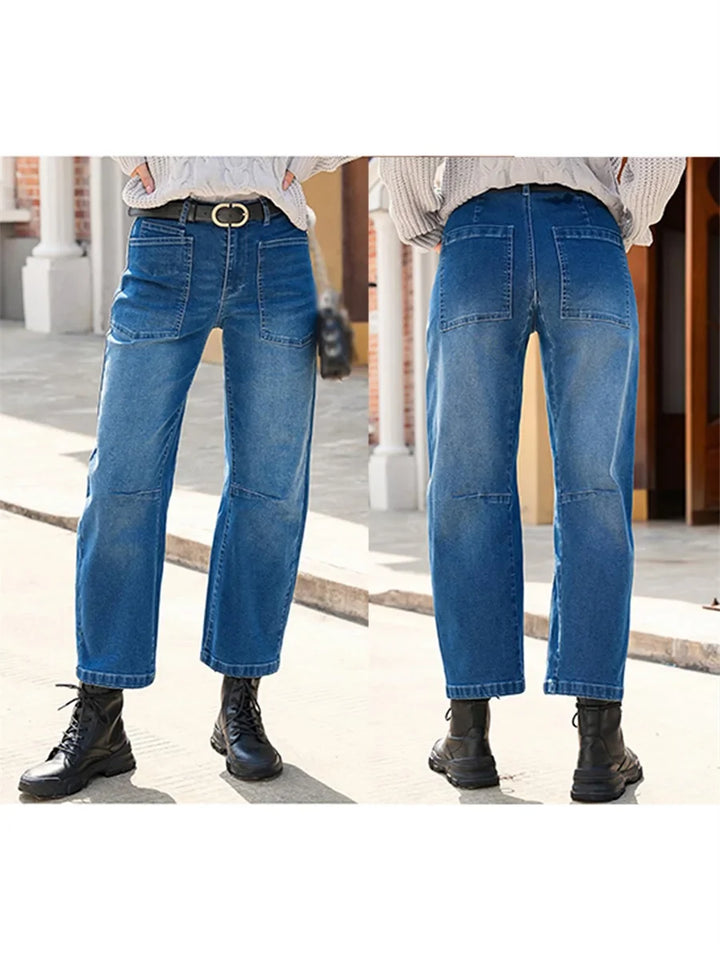 Vionne Structured Barrel Leg Jeans