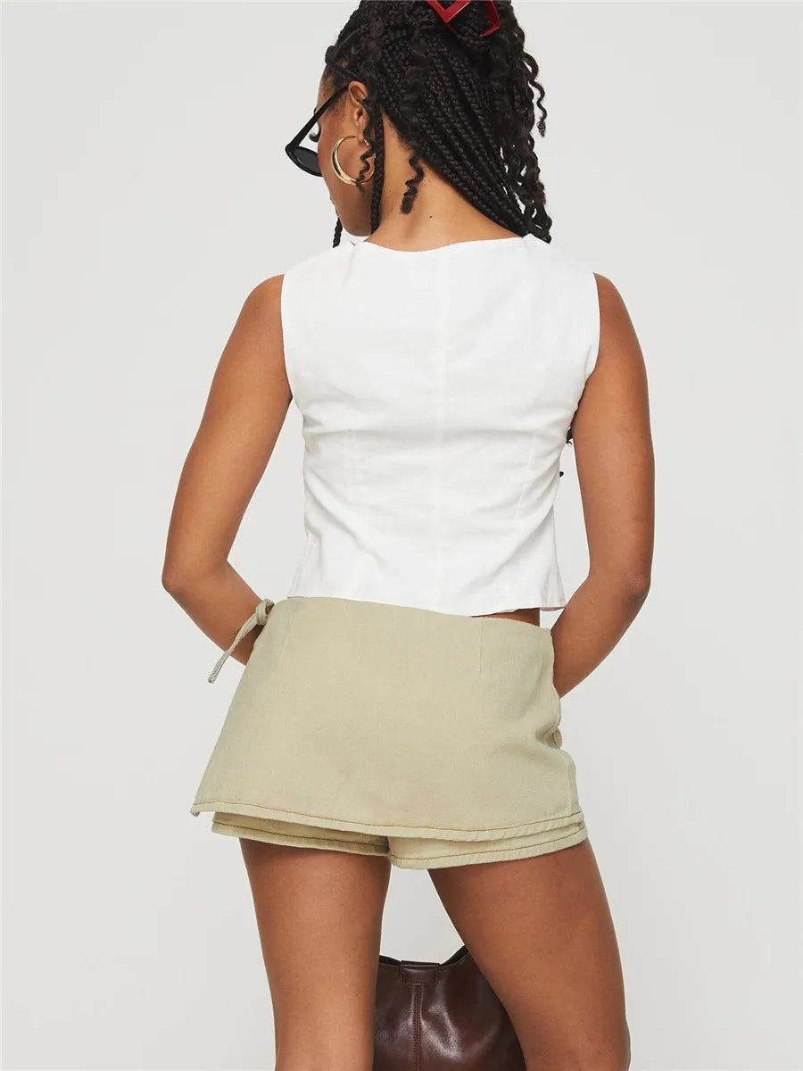 Virella Utility Pocket Denim Mini Skirt