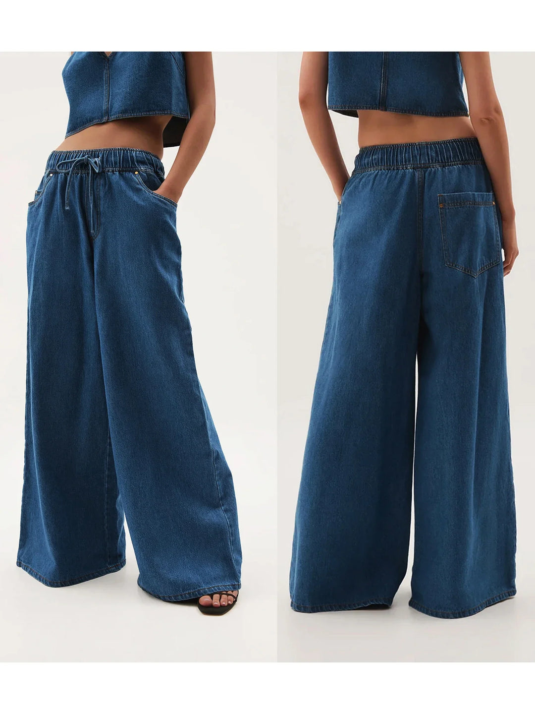 Viona Drawstring Wide Leg Jeans