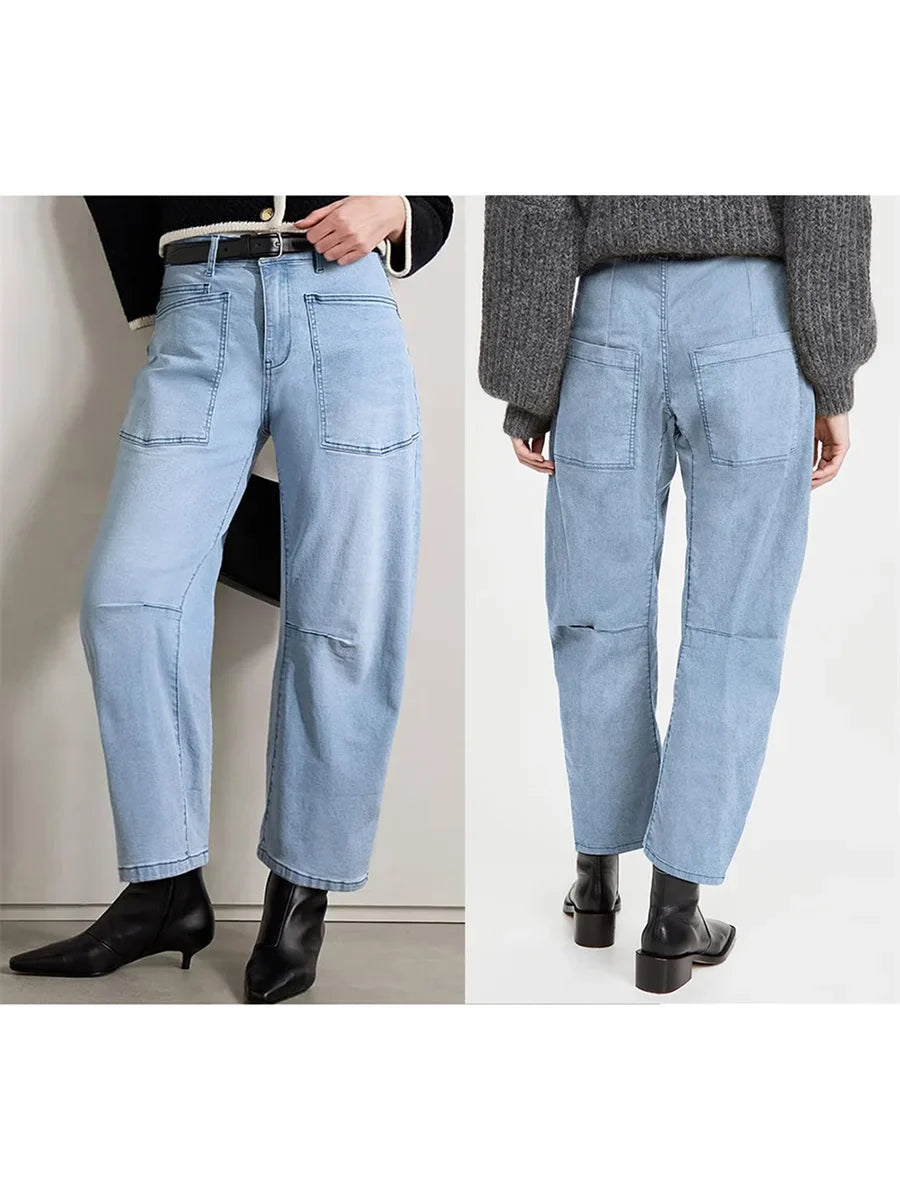 Vionne Structured Barrel Leg Jeans