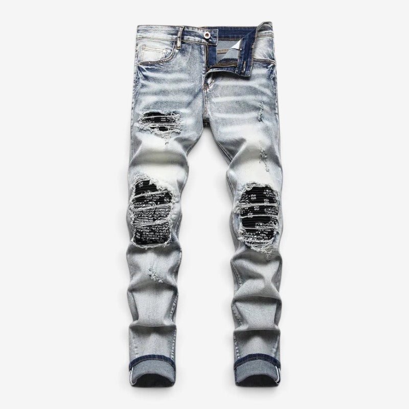 George | Men's Slim Fit Ripped Distressed Jeans Faded Effect