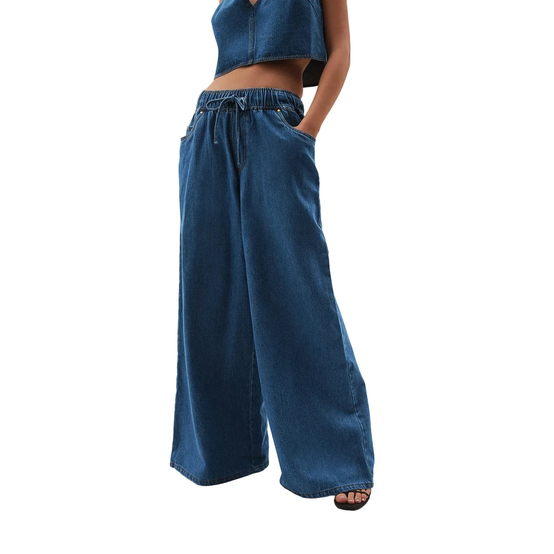 Viona Drawstring Wide Leg Jeans
