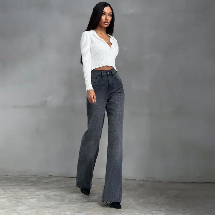 Amanda Leopard Straight Jeans
