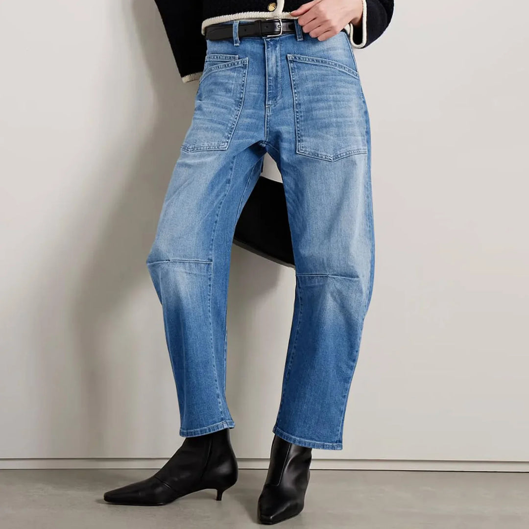 Vionne Structured Barrel Leg Jeans