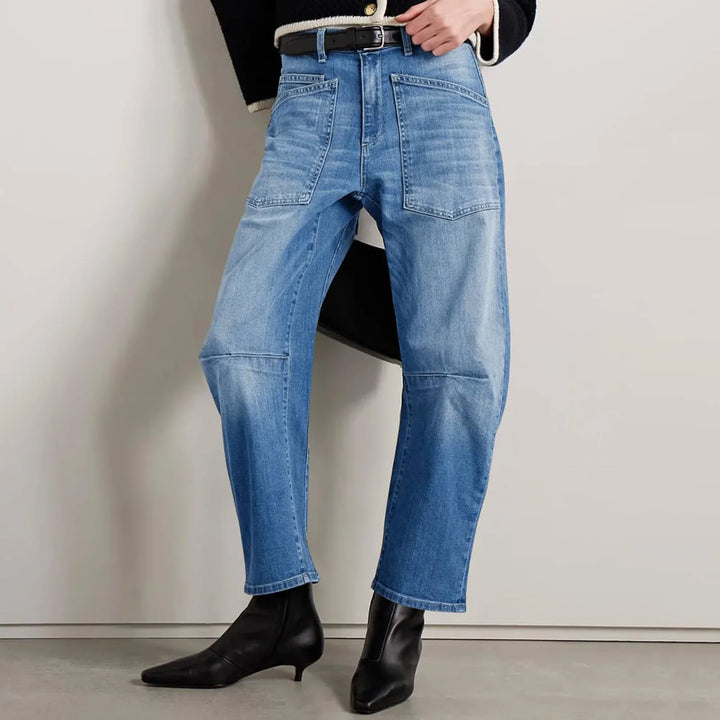 Vionne Structured Barrel Leg Jeans