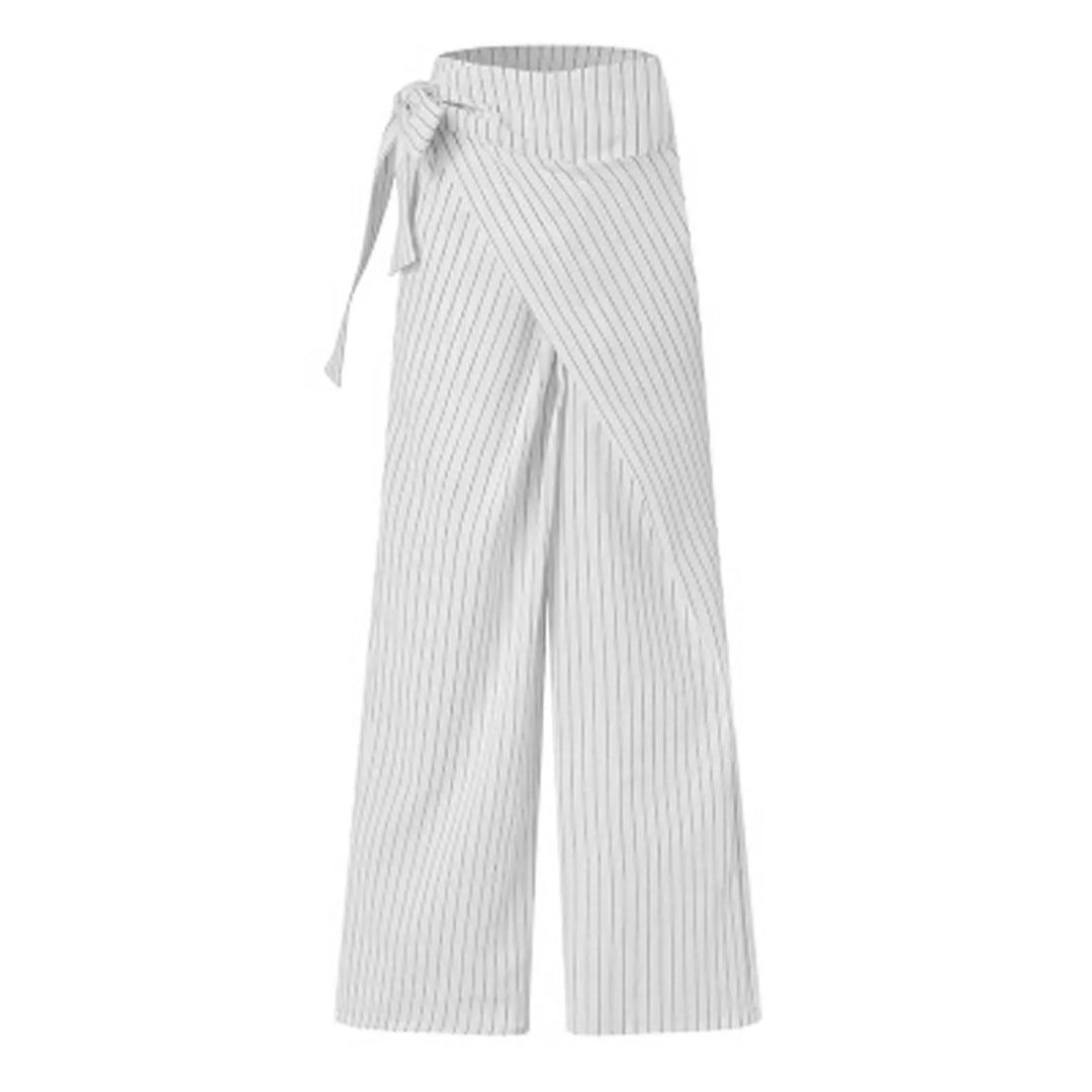 Marcelle High Waist Pinstripe Wrap Trousers