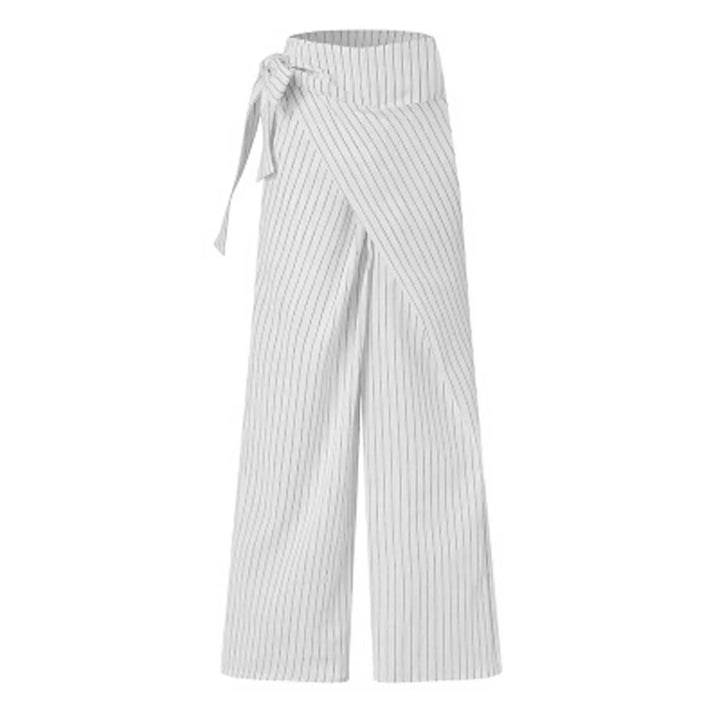 Marcelle High Waist Pinstripe Wrap Trousers