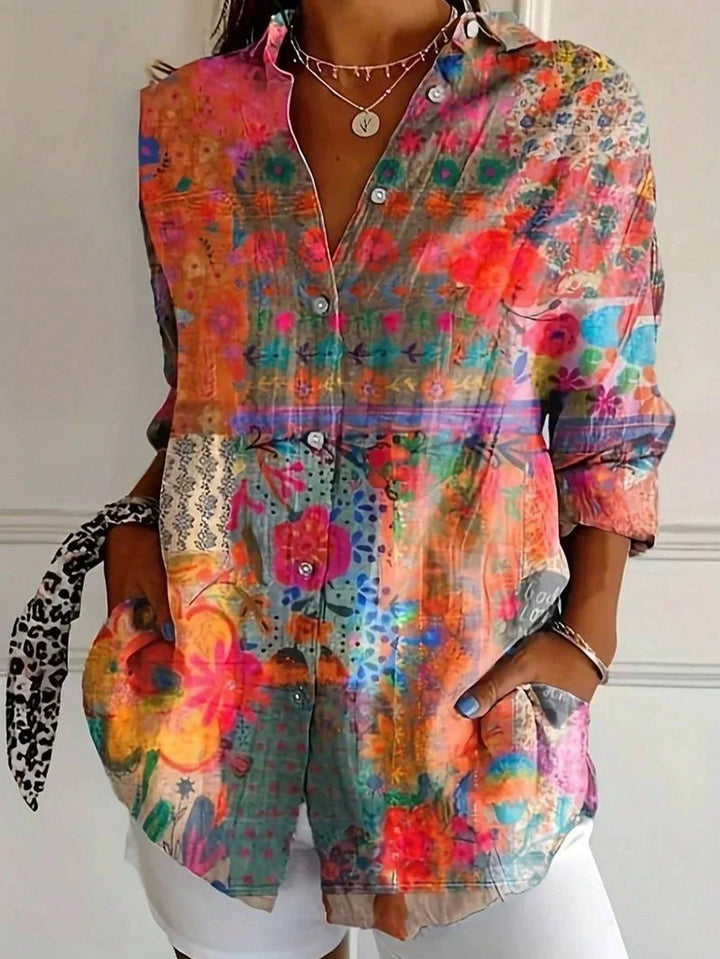 Astrid | Women's Colourful Patterned Blouse Soft Stretch Fabric