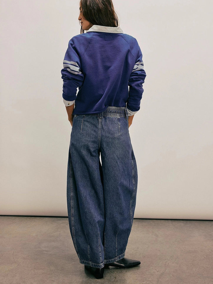 Lucienne Drawstring Wide Leg Denim Pants