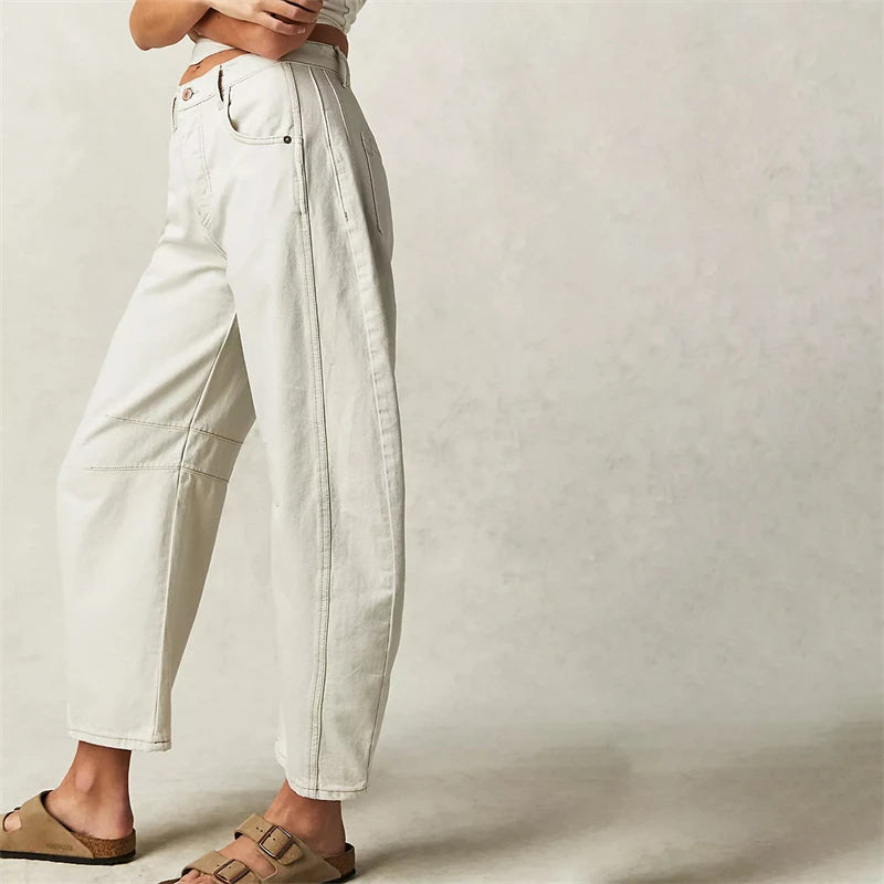Coralie Leopard Barrel Leg Jeans