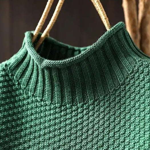 Maisie | Women's Knitted Jumper Ribbed Stand Collar Drop Shoulder