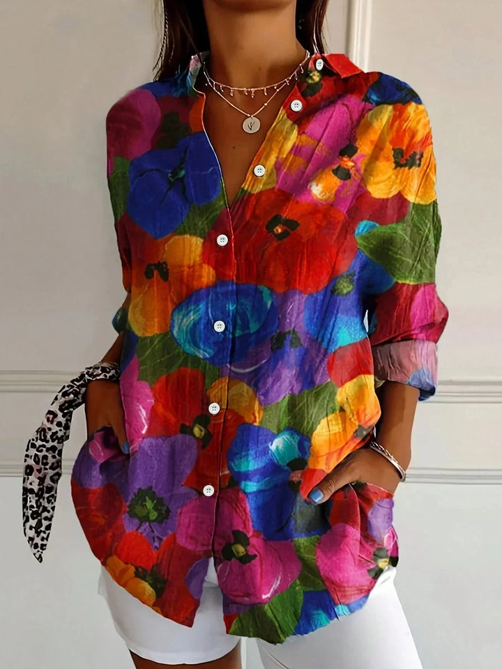 Astrid | Women's Colourful Patterned Blouse Soft Stretch Fabric