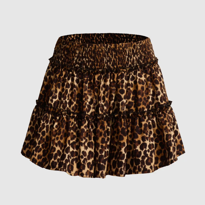 Viora Leopard Ruffle SkirtVirelia Leopard Ruffle Mini Skirt