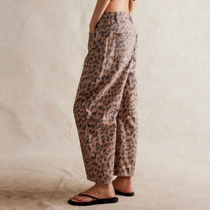 Coralie Leopard Barrel Leg Jeans