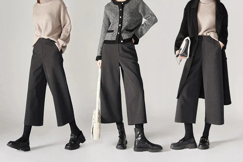 Corisande Wool Blend Wide Leg Trousers