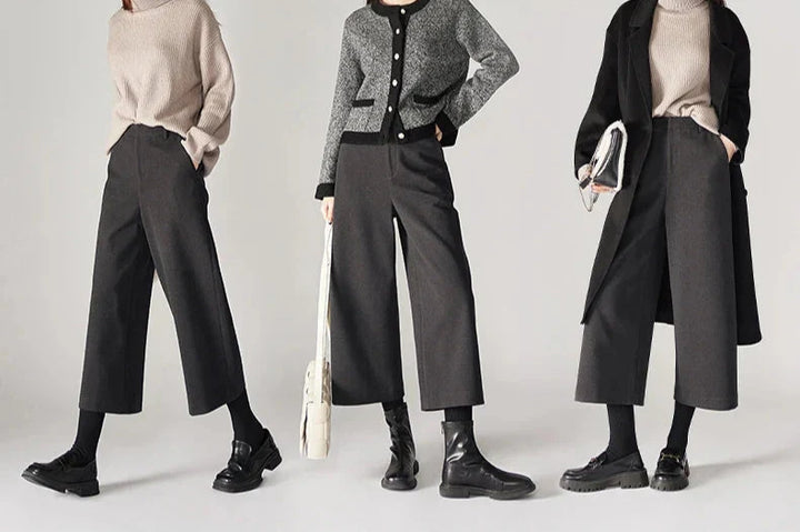 Corisande Wool Blend Wide Leg Trousers