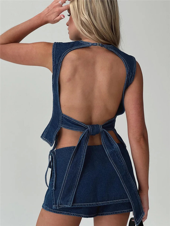 Virella Utility Pocket Denim Mini Skirt