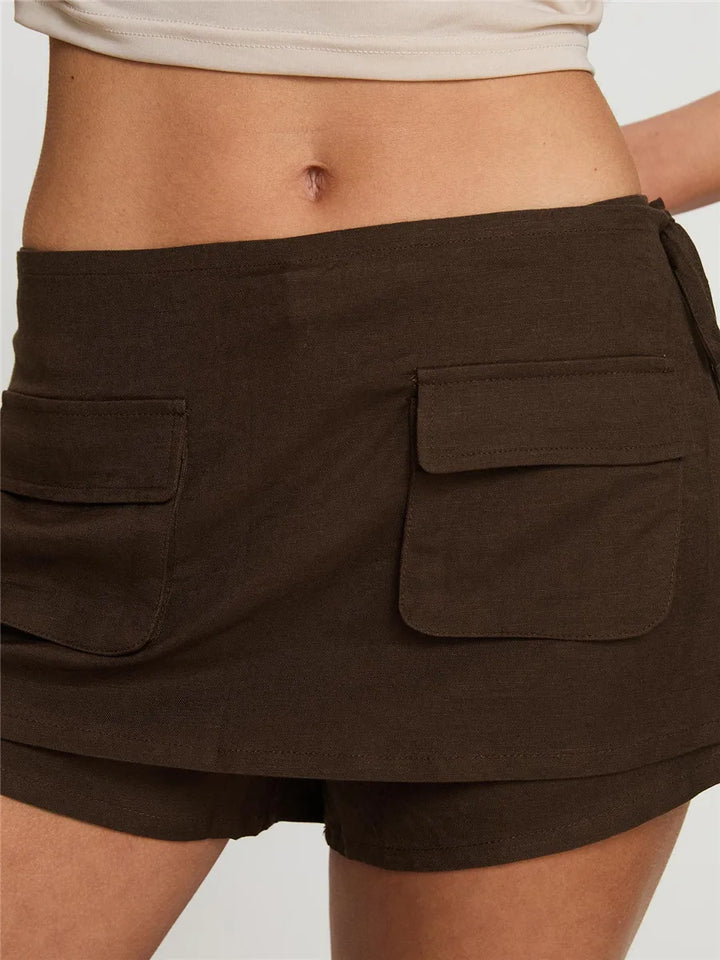 Virella Utility Pocket Denim Mini Skirt