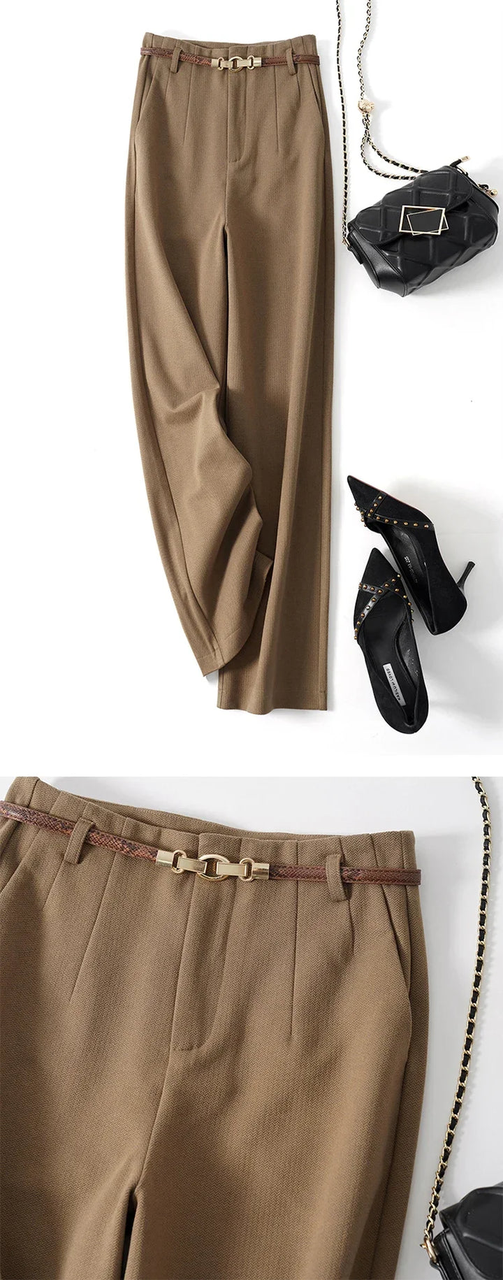 Mirelle Wide Leg Tailored Wool Trousers