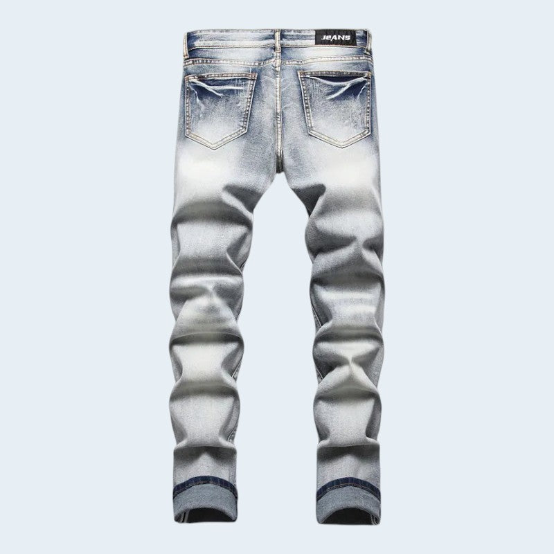 George | Men's Slim Fit Ripped Distressed Jeans Faded Effect