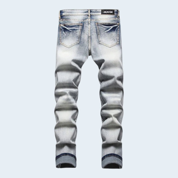 George | Men's Slim Fit Ripped Distressed Jeans Faded Effect