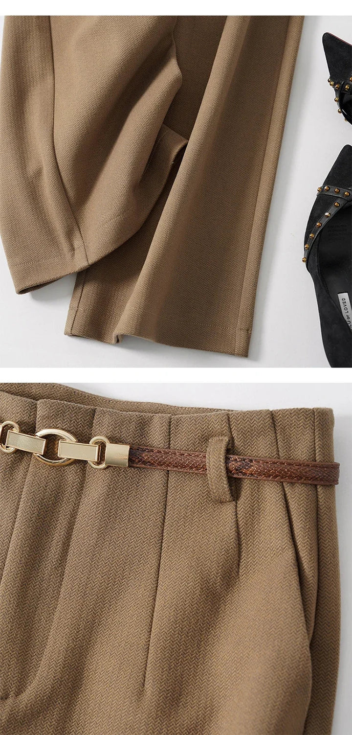 Mirelle Wide Leg Tailored Wool Trousers