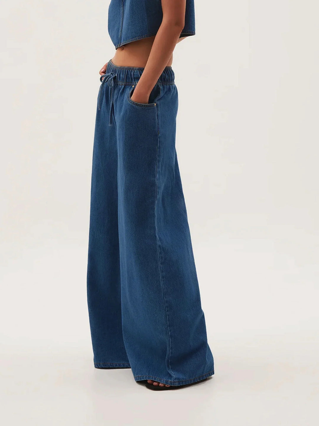 Viona Drawstring Wide Leg Jeans