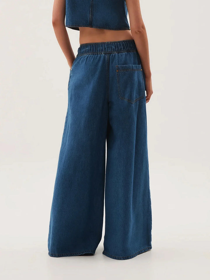 Viona Drawstring Wide Leg Jeans