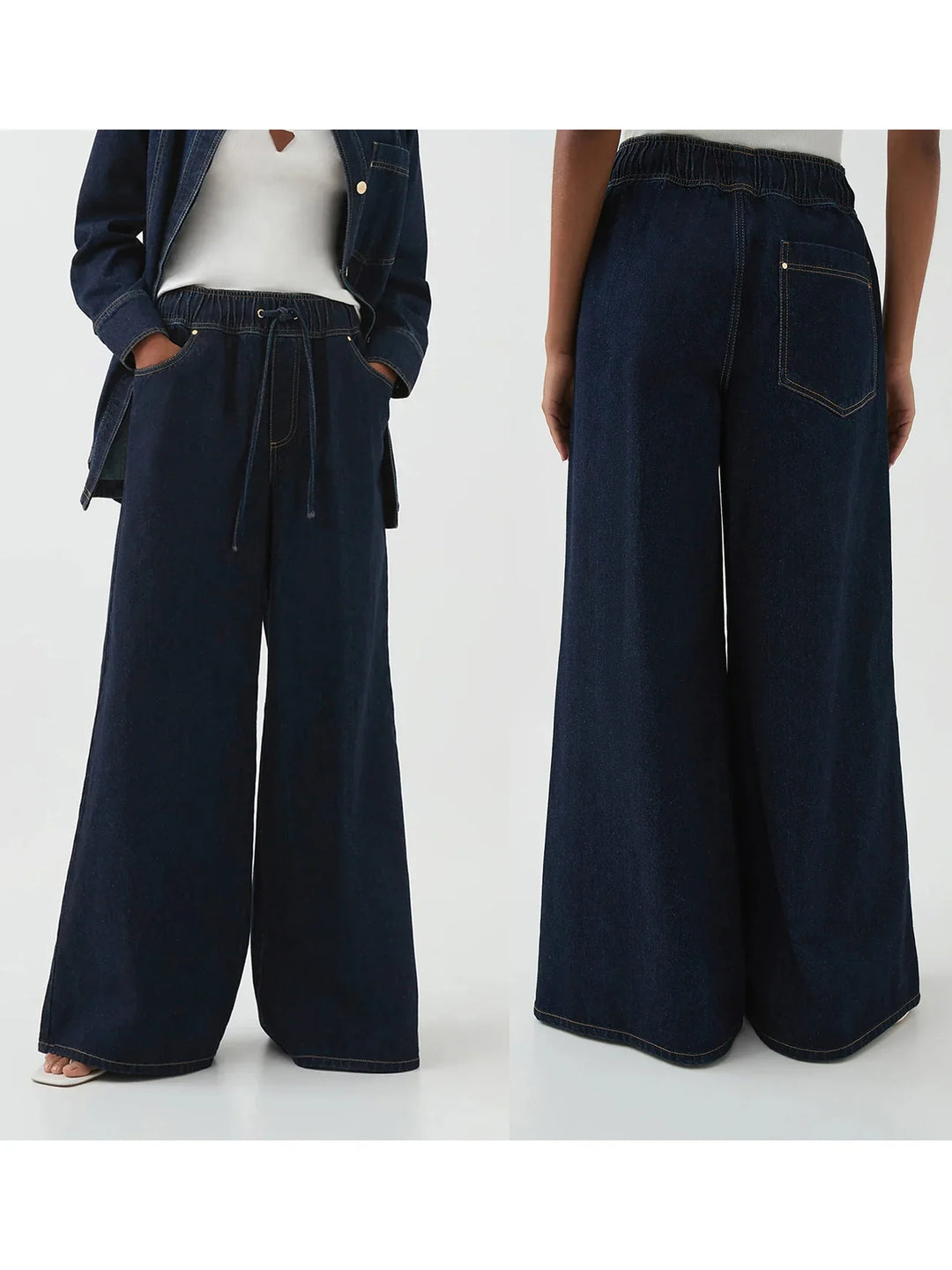 Viona Drawstring Wide Leg Jeans
