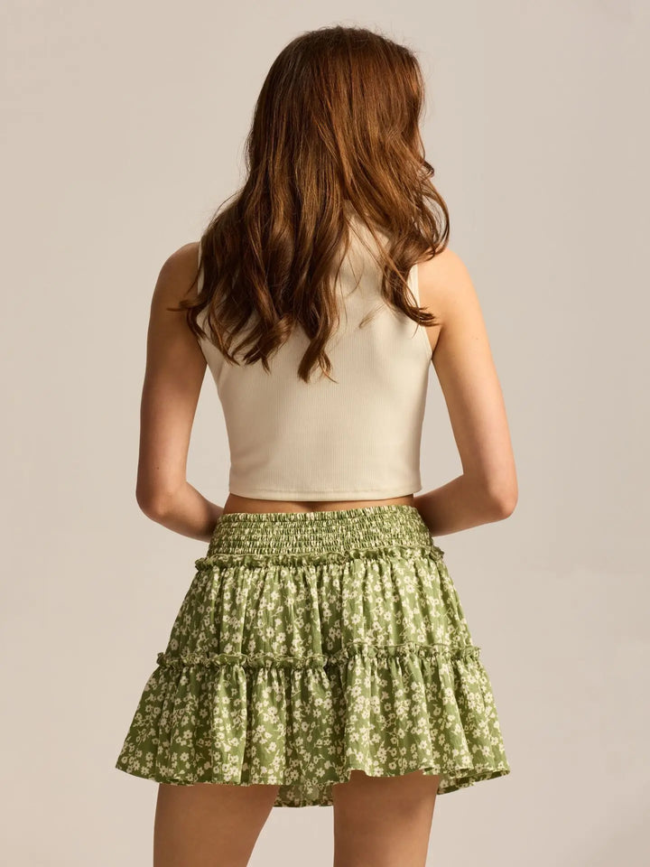 Viora Leopard Ruffle SkirtVirelia Leopard Ruffle Mini Skirt